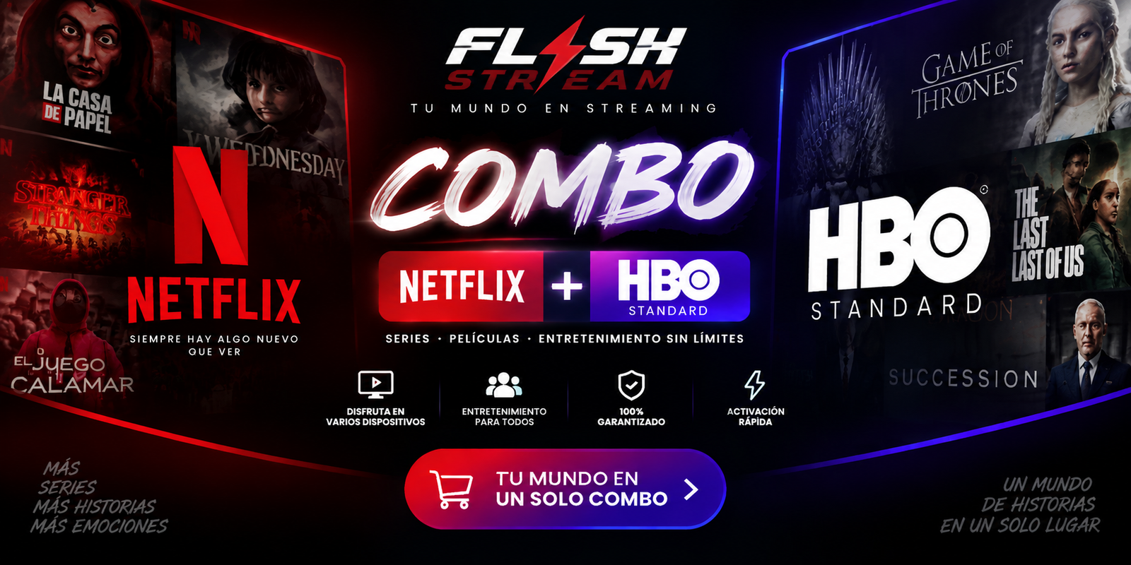COMBO PERFILES : NETFLIX+HBO STANDAR